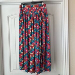 NATURAL LIFE Colorful Floral Maxi Skirt size XL smocked boho hippie indie